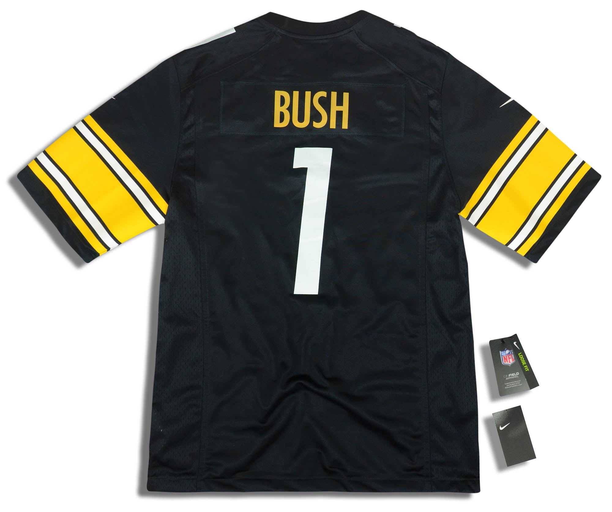 2018 PITTSBURGH STEELERS BUSH #1 NIKE GAME JERSEY (HOME) L - W/TAGS