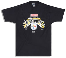 2004 PITTSBURGH STEELERS AFC NORTH DIVISION CHAMPIONS REEBOK GRAPHIC TEE L