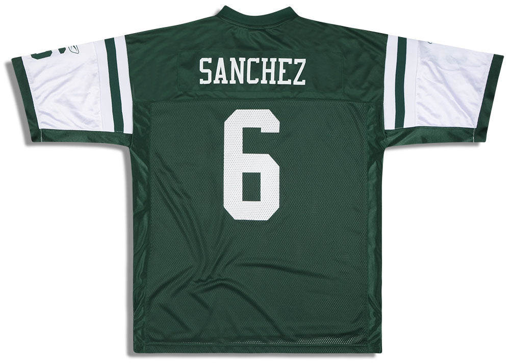 2009-11 NEW YORK JETS SANCHEZ #6 REEBOK ON FIELD JERSEY (AWAY) Y