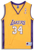 1999-04 AUTHENTIC LA LAKERS O'NEAL #34 CHAMPION JERSEY (HOME) M - Classic  American Sports