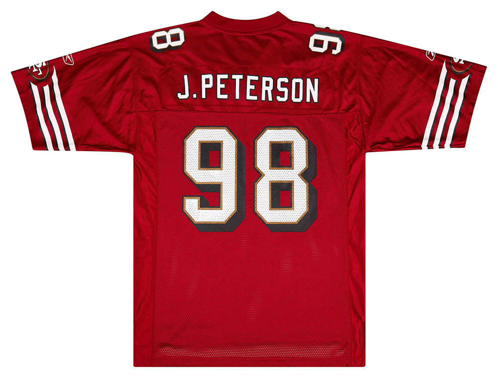 2005 SAN FRANCISCO 49ERS J. PETERSON #98 REEBOK ON FIELD JERSEY (HOME) -  Classic American Sports