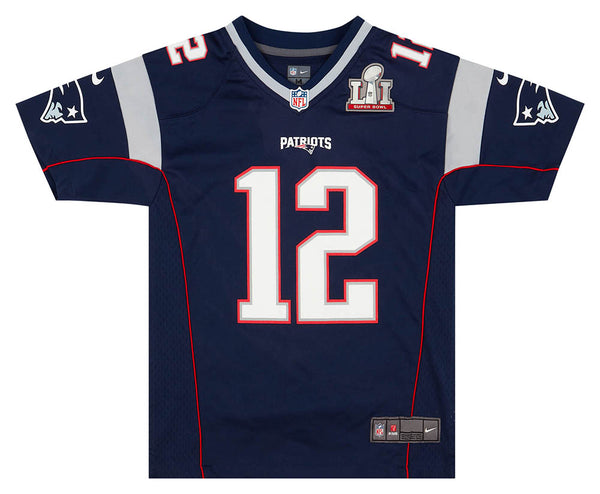 New England Patriots Tom Brady Jersey #12 White Nike On Field Size Youth  Large