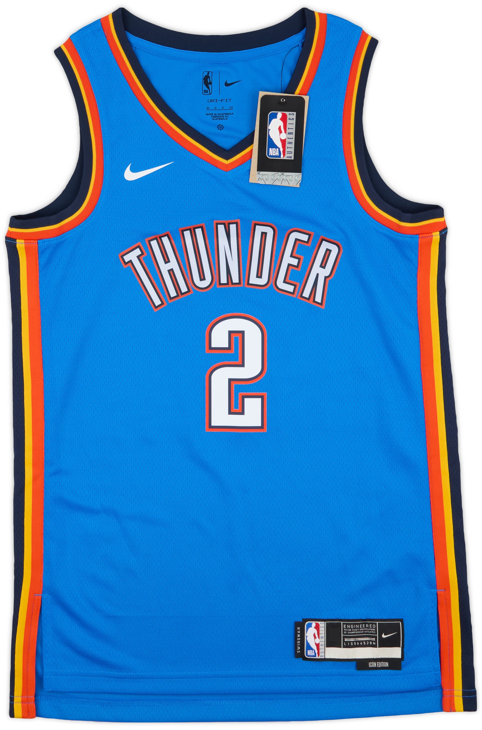 2019-24 OKLAHOMA CITY THUNDER GILGEOUS-ALEXANDER #2 NIKE SWINGMAN JERSEY (AWAY) S - W/TAGS