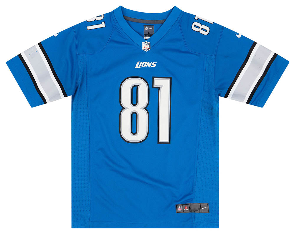 2012-15 DETROIT LIONS JOHNSON #81 NIKE GAME JERSEY (HOME) Y