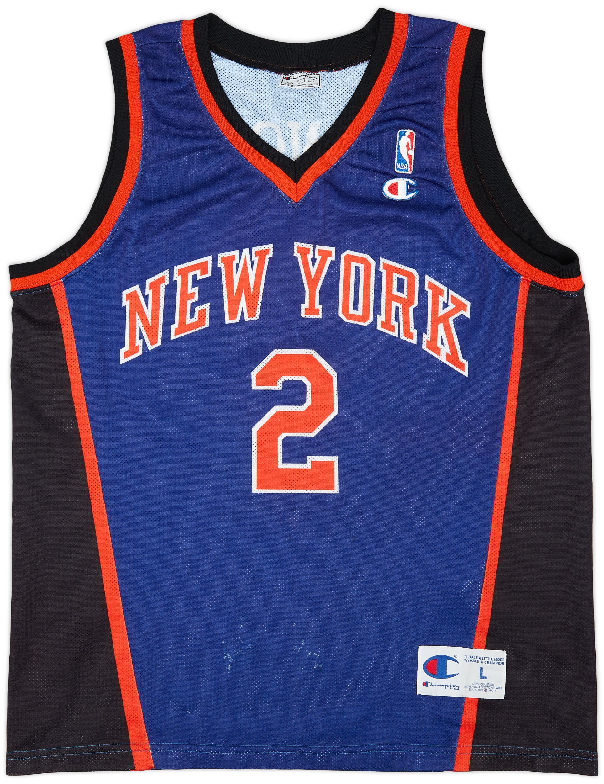 1997-01 NEW YORK KNICKS JOHNSON #2 CHAMPION JERSEY (AWAY) L