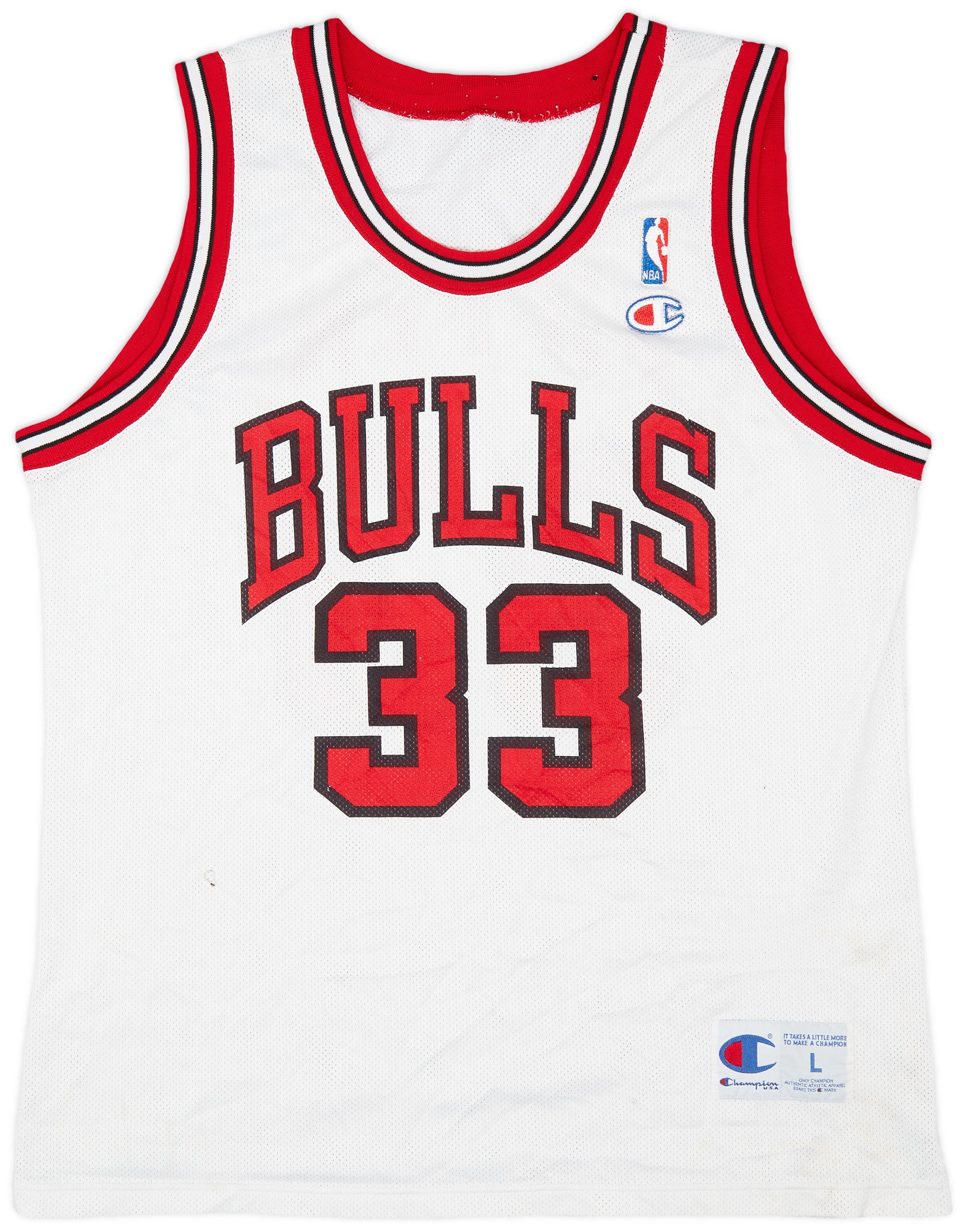 1991-98 CHICAGO BULLS PIPPEN #33 CHAMPION JERSEY (HOME) L