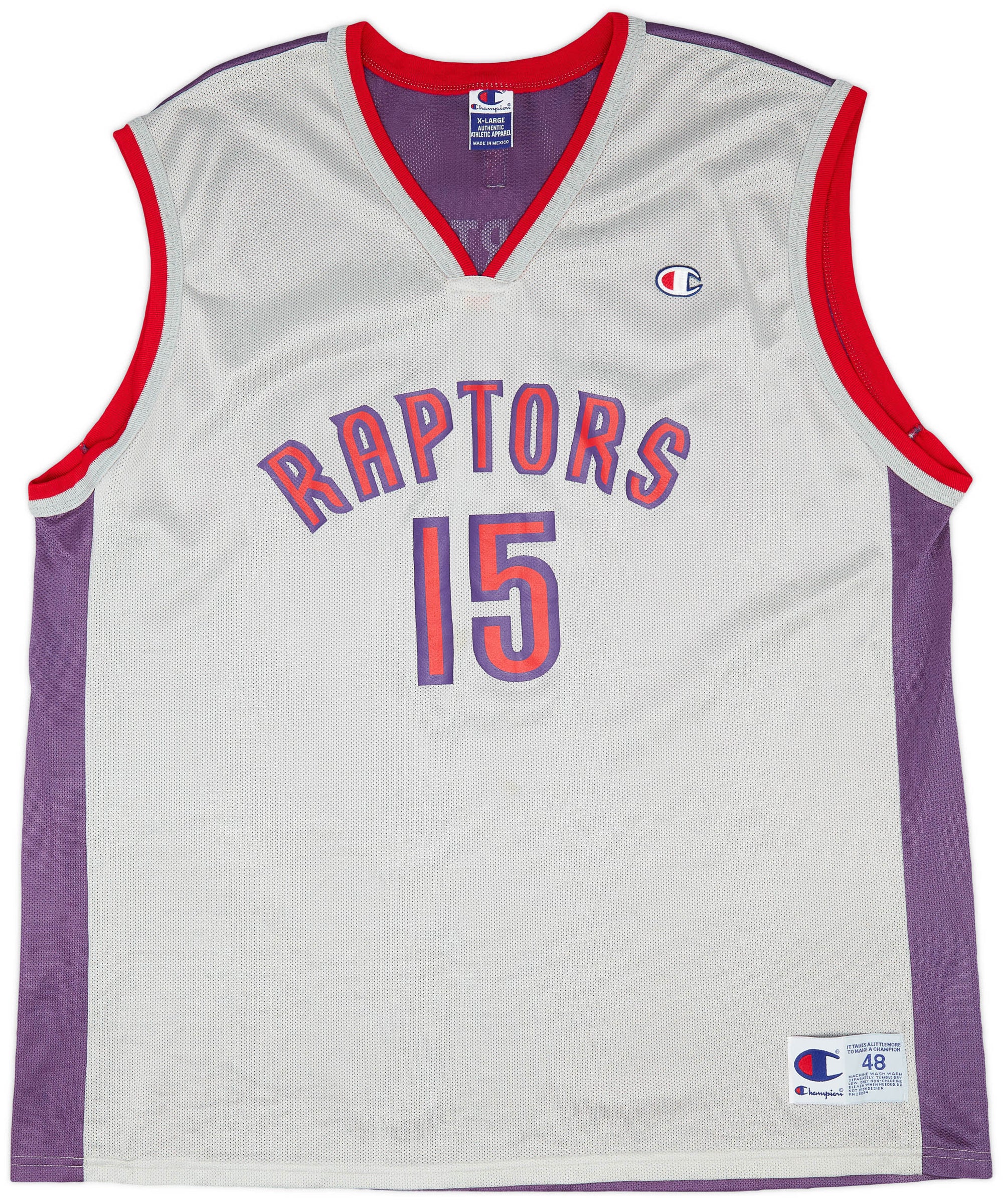 1999-02 TORONTO RAPTORS CARTER #15 CHAMPION JERSEY (ALTERNATE) XL