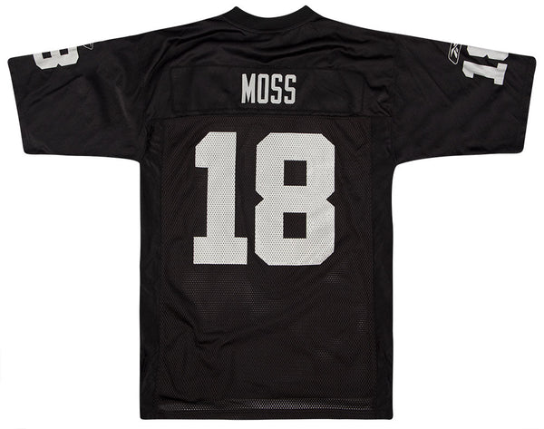 Oakland Raiders Football Jersey #18 Randy Moss Reebok Youth Kids Large.