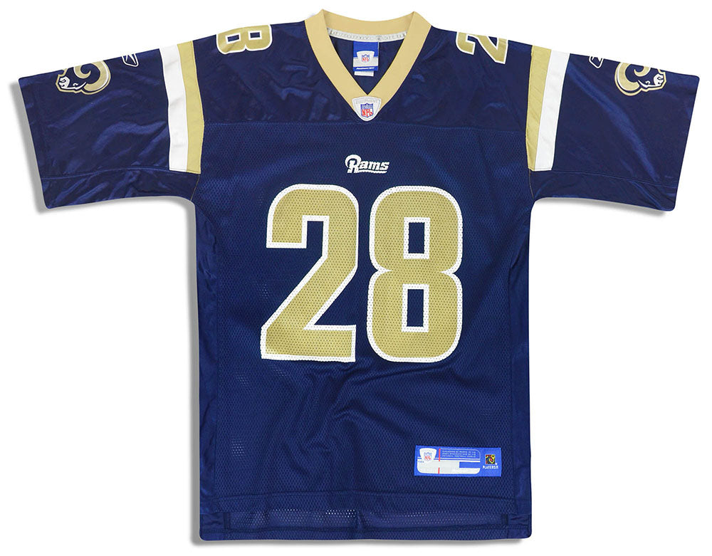 St Louis Rams Marshall Faulk #28 Blue & Gold Sewn Reebok Jersey