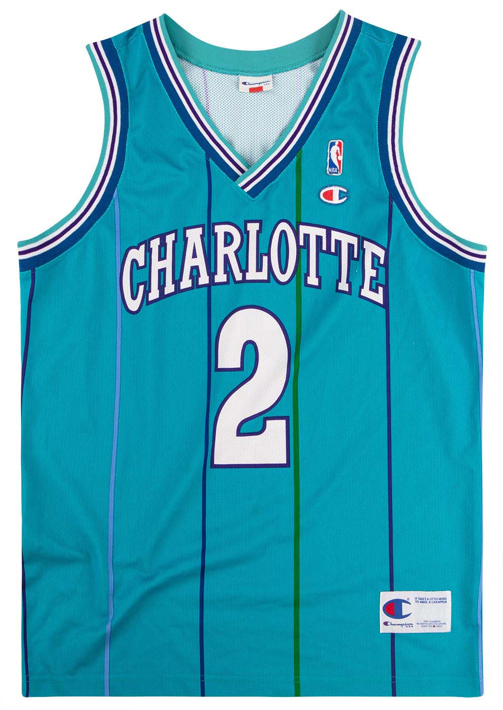 Vintage Charlotte Hornets 2 Johnson NBA Basketball Jersey 