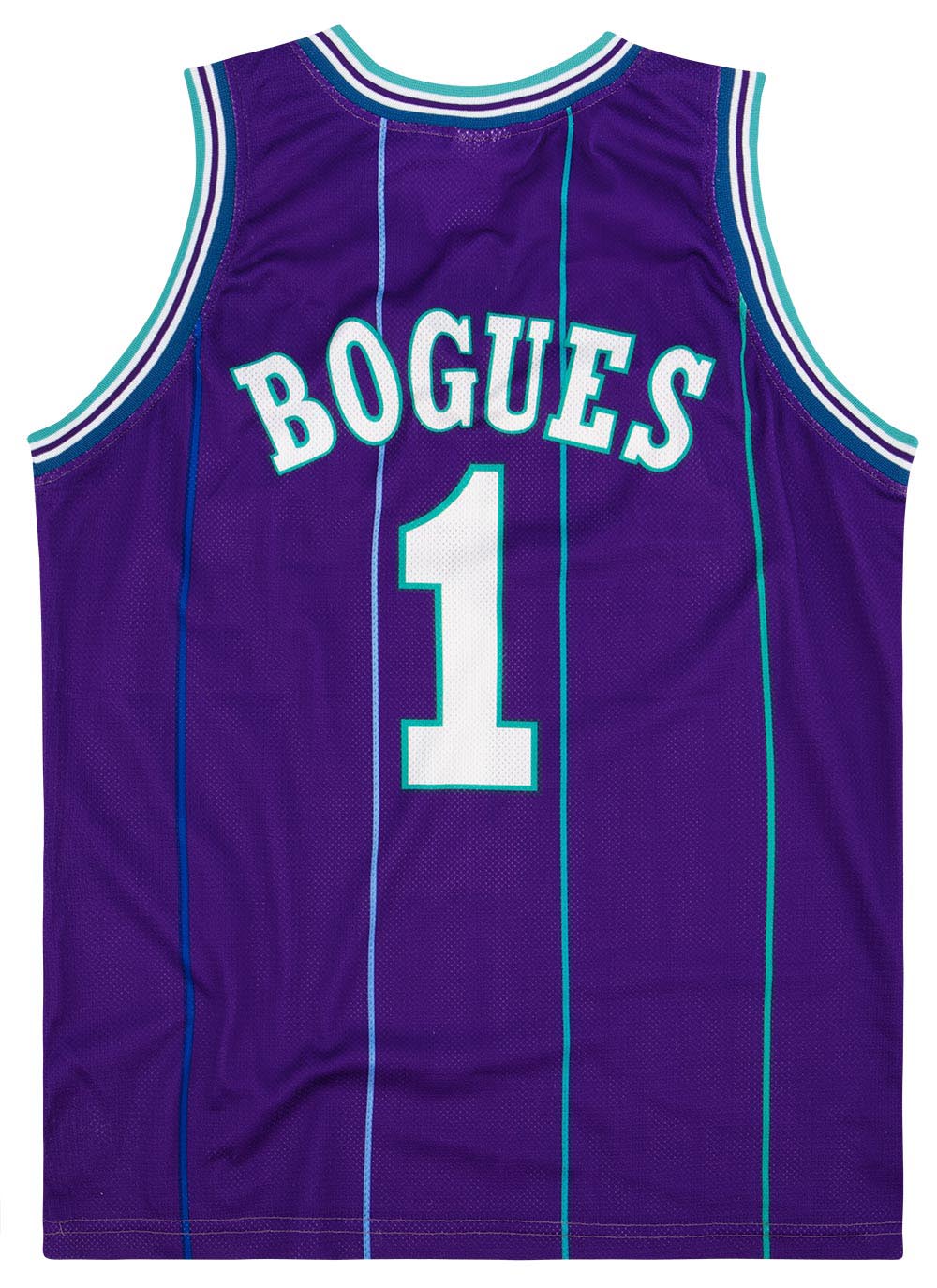 1995-97 CHARLOTTE HORNETS BOGUES #1 CHAMPION JERSEY (AWAY) XL