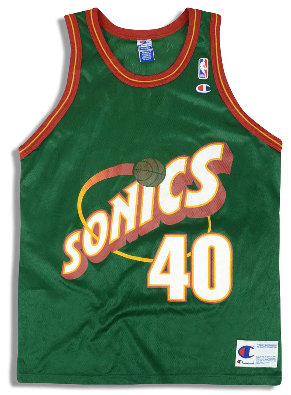 SHAWN KEMP #40 SEATTLE SUPERSONICS SONICS Taille 36 Maillot Basketball  Champion NBA