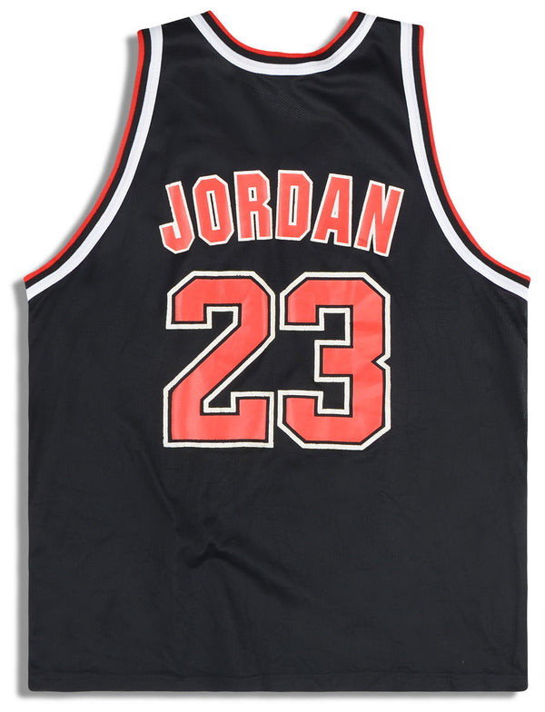 1996-97 red Champion Chicago Bulls Jordan #23 basketball jersey, retroiscooler