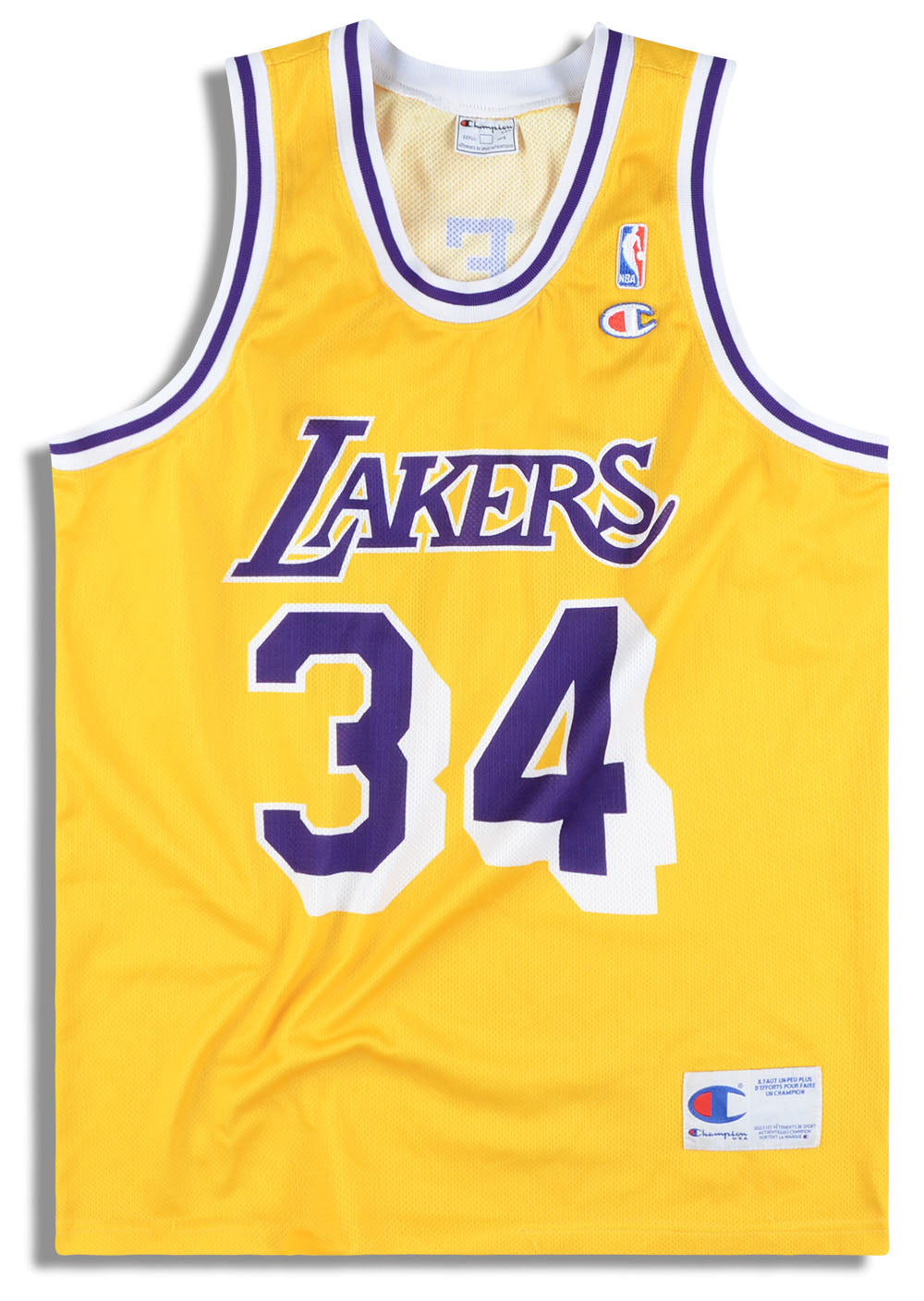 1996-99 LA LAKERS O'NEAL #34 CHAMPION JERSEY (HOME) S - Classic American  Sports