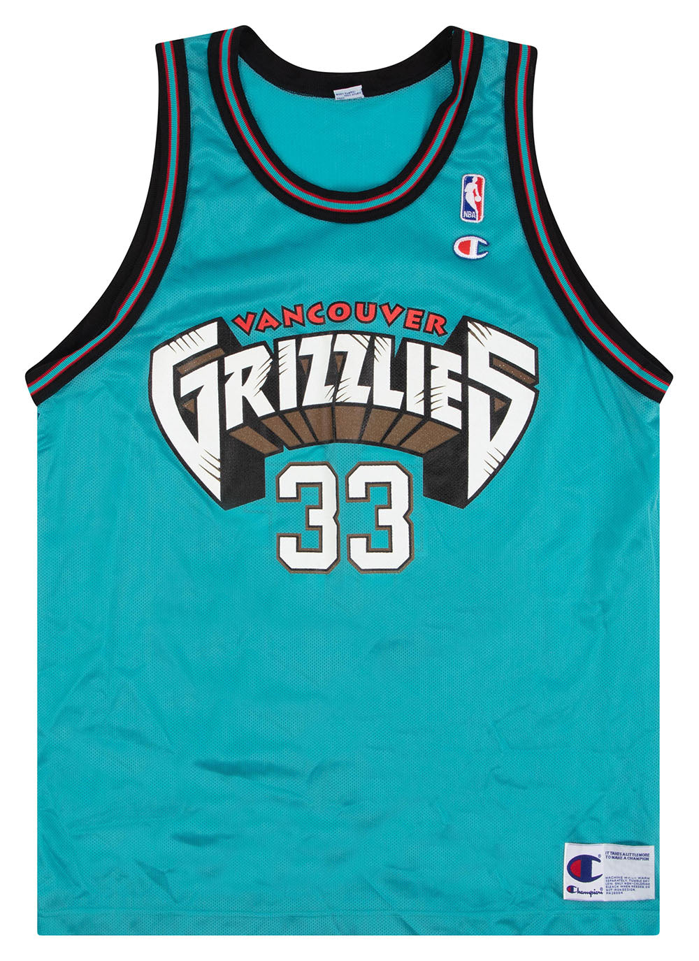 Vintage 90s Champion Vancouver Grizzlies White Blank NBA Jersey 48 XL RARE