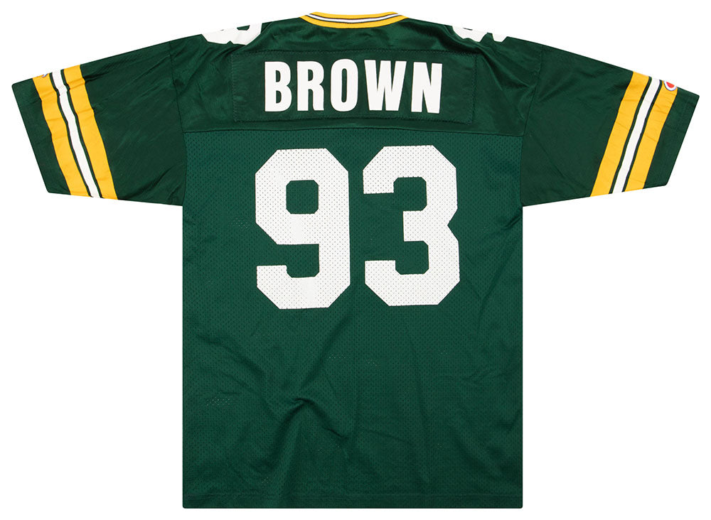 1997-99 GREEN BAY PACKERS BROWN #93 CHAMPION JERSEY (HOME) L