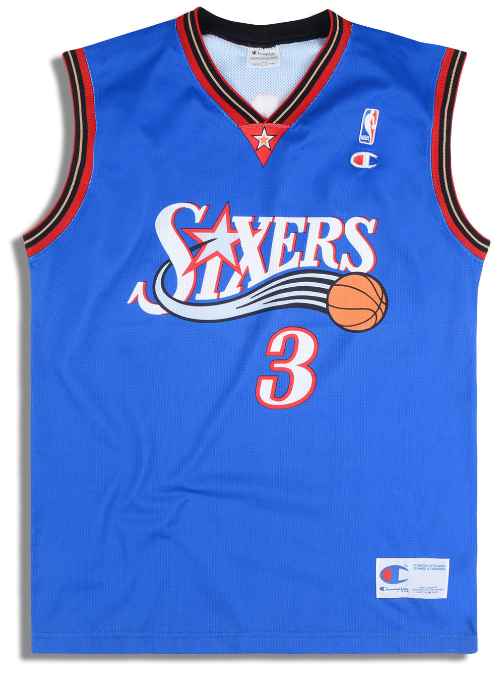 Vtg #3 ALLEN IVERSON Philadelphia 76ers NBA Champion Blue Jersey 48 – XL3  VINTAGE CLOTHING