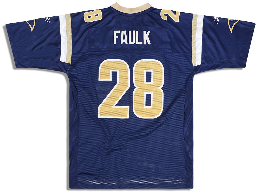 2002-04 ST. LOUIS RAMS FAULK #28 REEBOK ON FIELD JERSEY (HOME) Y