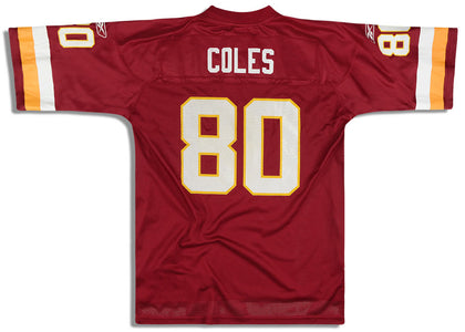 2004 WASHINGTON REDSKINS COLES #80 REEBOK ON FIELD JERSEY (HOME) L -  Classic American Sports