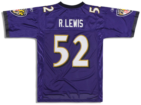 REEBOK BALTIMORE RAVENS RAY LEWIS JERSEY SHIRT #52 NFL