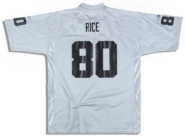 2002-04 OAKLAND RAIDERS RICE #80 REEBOK ON FIELD JERSEY (HOME) Y - Classic  American Sports