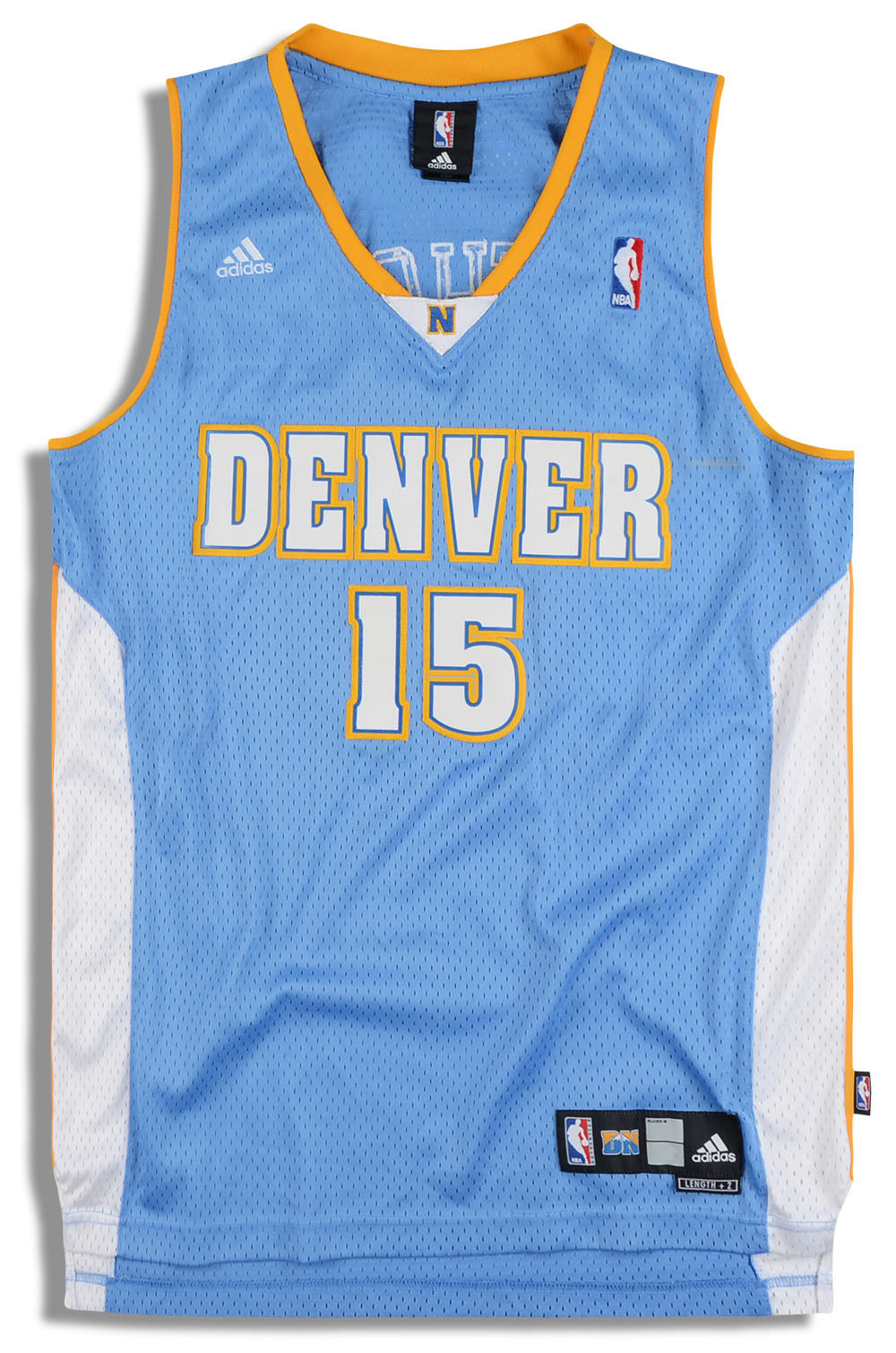 Adidas Denver Nuggets Blue Yellow Jersey #15 Anthony Size XL