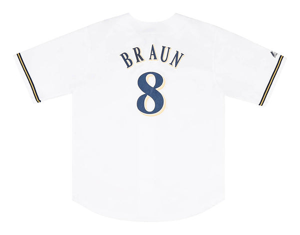 2007-08 MILWAUKEE BREWERS BRAUN #8 MAJESTIC JERSEY (HOME) S