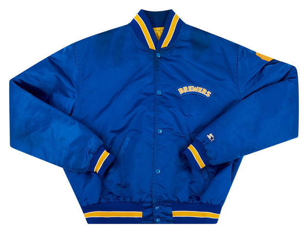 1994-99 MILWAUKEE BREWERS STARTER SATIN VARSITY JACKET L - Classic American  Sports