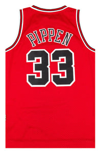 95-96 Vintage Adidas x Hardwood Classics NBA Chicago Bulls Scottie Pippen  #33 Swingman Black with Red Pin Stripe Jersey XXL 2 Length