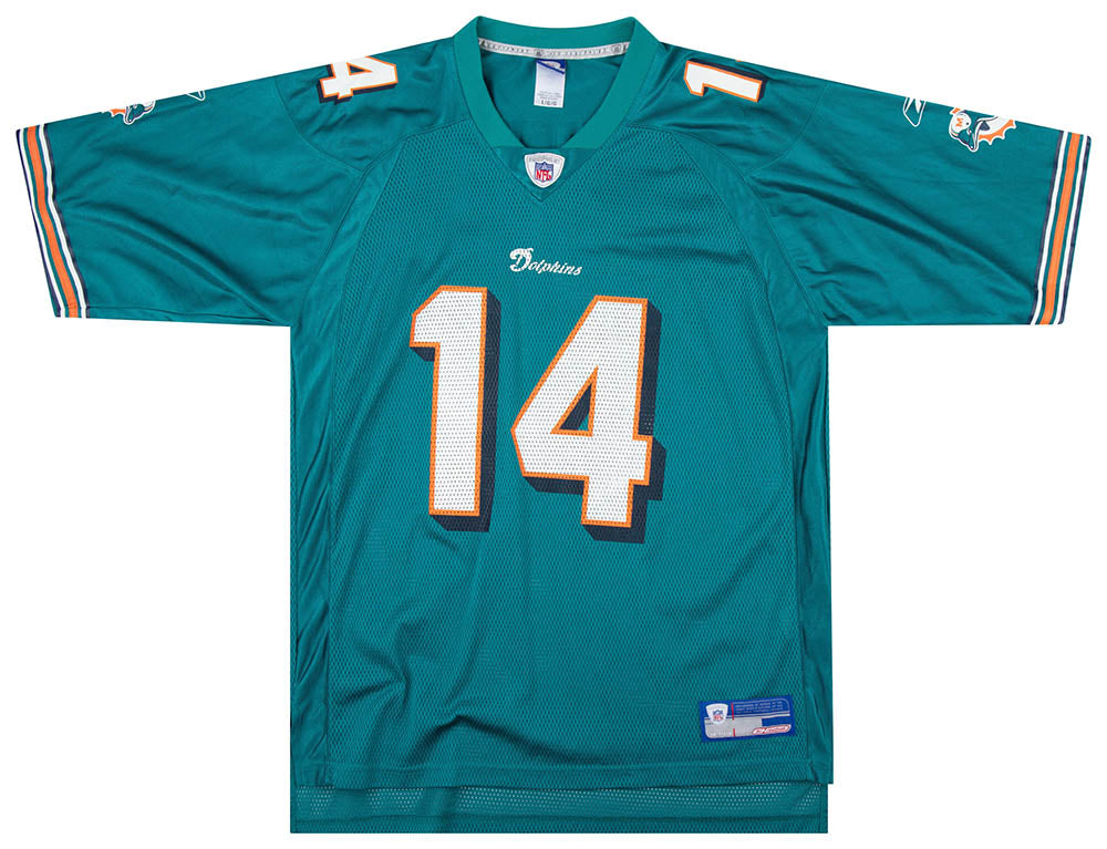 2003 MIAMI DOLPHINS GRIESE #14 REEBOK ON FIELD JERSEY (HOME) L