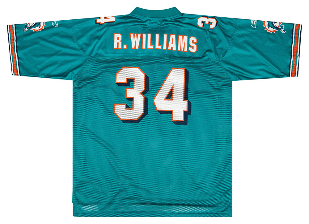 2005 MIAMI DOLPHINS R. WILLIAMS #34 REEBOK ON FIELD JERSEY (HOME) Y