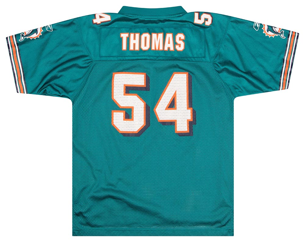 2005-06 MIAMI DOLPHINS THOMAS #54 REEBOK ON FIELD JERSEY (HOME) Y