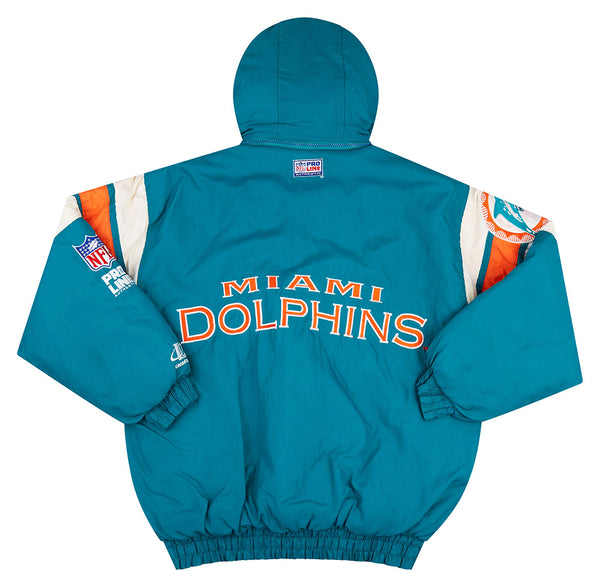 Store Vintage Miami Dolphins Reversible Jacket Med Logo Redesign 1974-1989 Hooded EUC