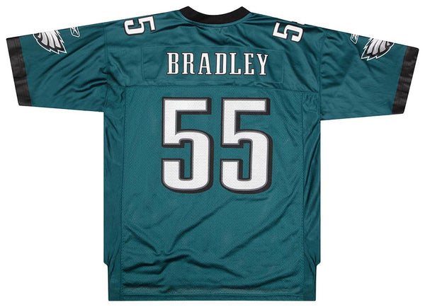 2008-10 PHILADELPHIA EAGLES BRADLEY #55 REEBOK ON FIELD JERSEY (HOME) -  Classic American Sports