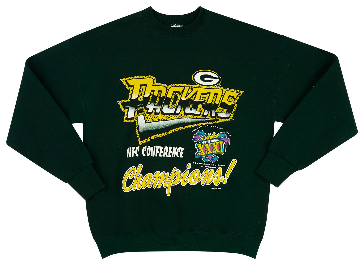 1997 GREEN BAY PACKERS NFC CONFERENCE CHAMPIONS SWEAT TOP L