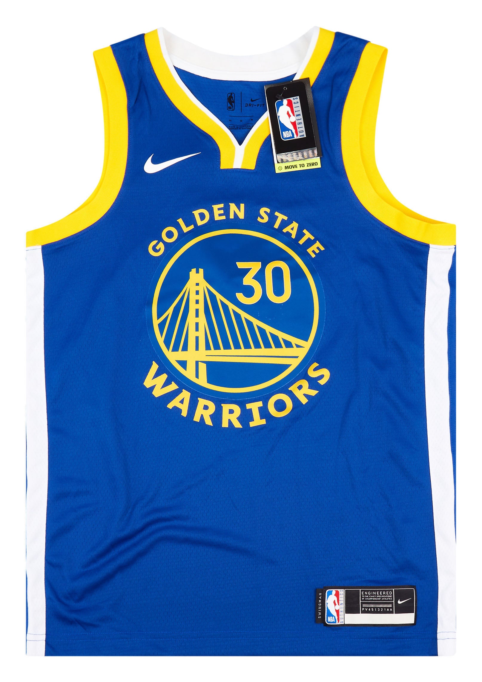 NIKE NBA GOLDEN STATE WARRIORS STEPHEN CURRY AUTHENTIC JERSEY BLUE Size 44  M