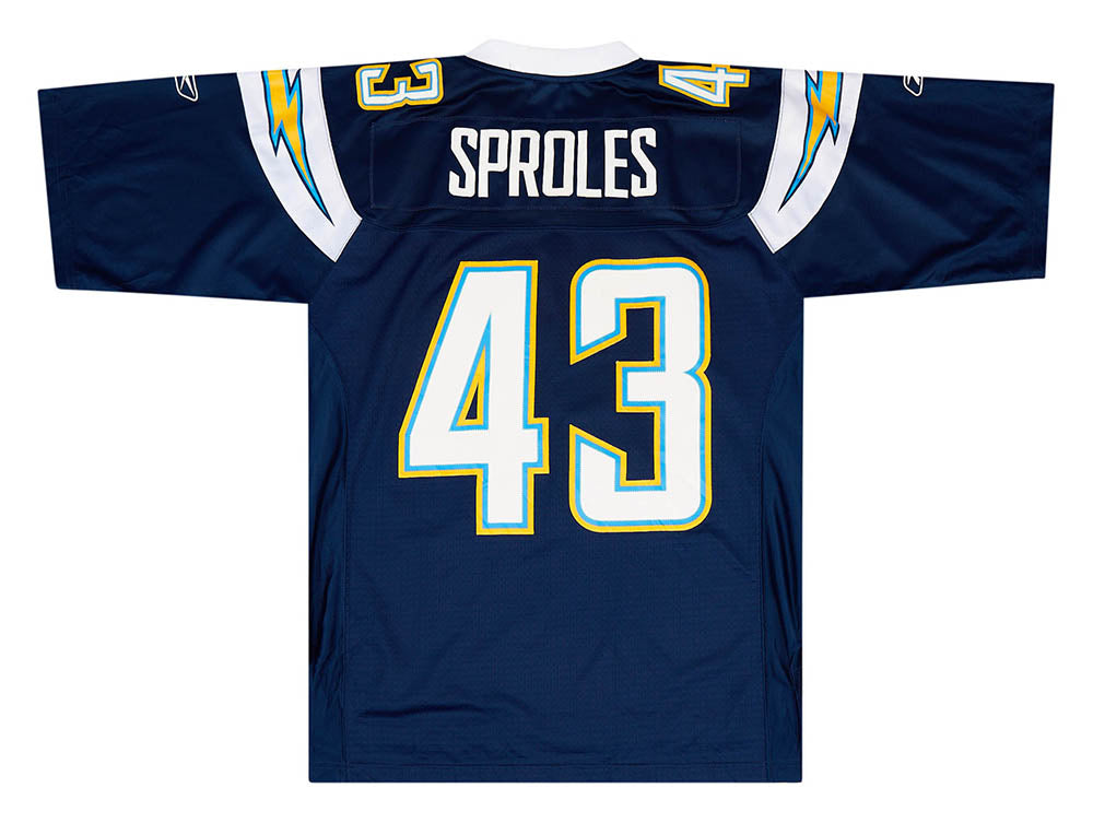 2008-10 SAN DIEGO CHARGERS SPROLES #43 REEBOK PREMIER JERSEY (HOME) M