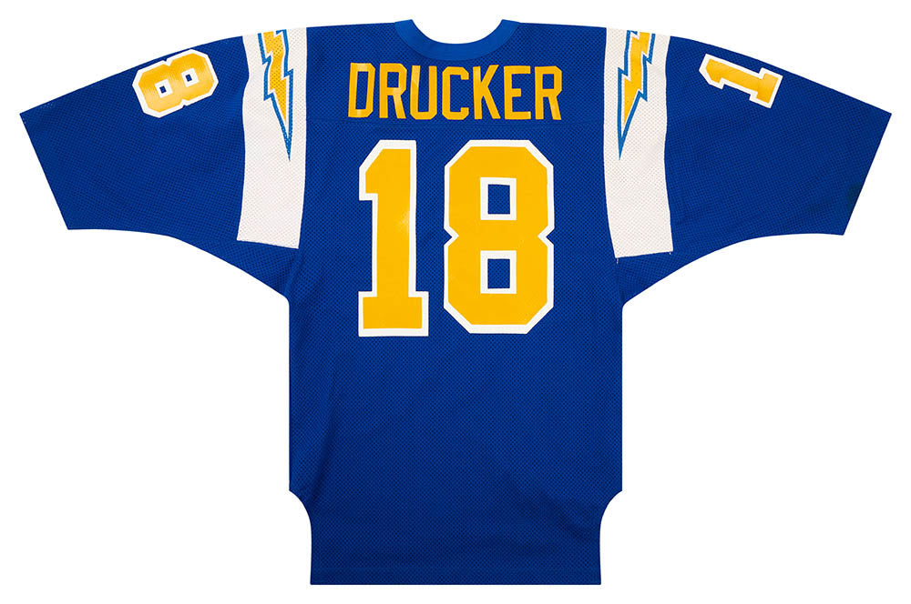 1980-84 SAN DIEGO CHARGERS DRUCKER #18 RUSSELL ATHLETIC JERSEY (HOME) S