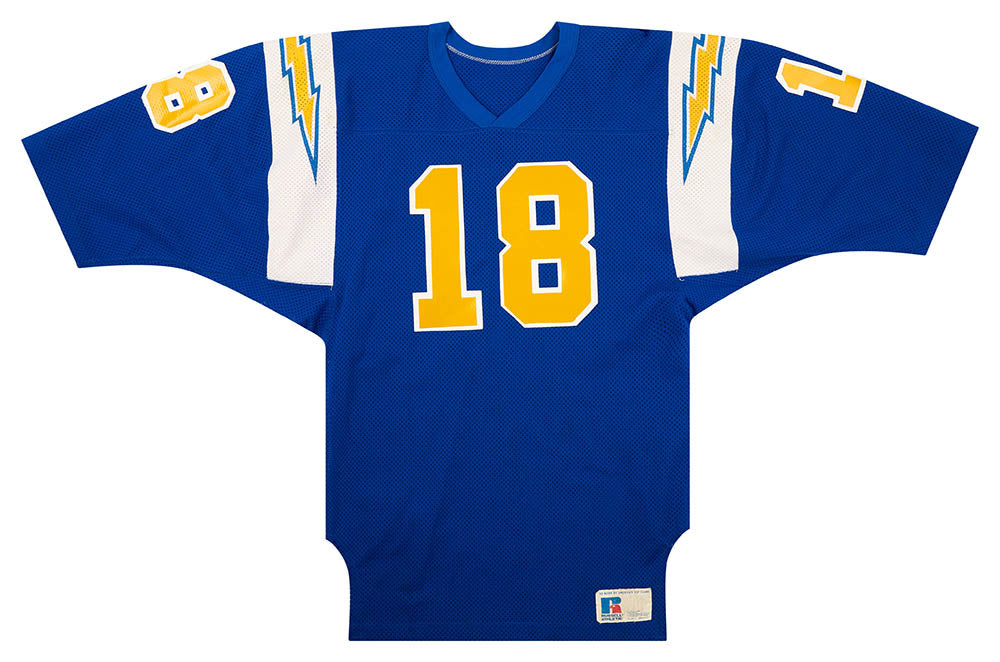 1980-84 SAN DIEGO CHARGERS DRUCKER #18 RUSSELL ATHLETIC JERSEY