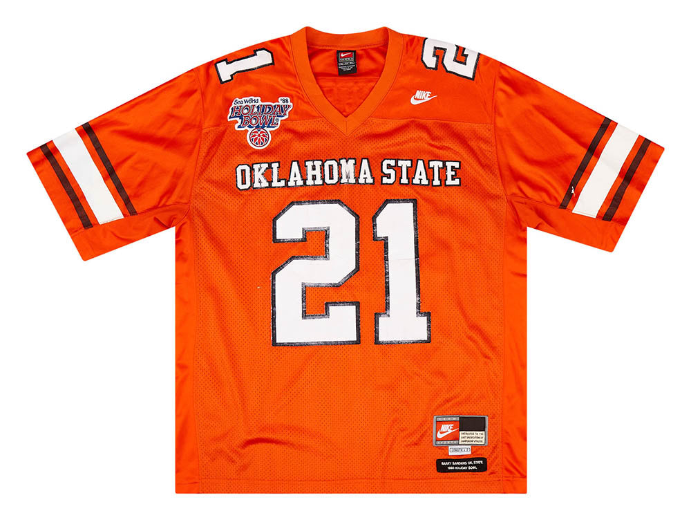 1988 OKLAHOMA STATE COWBOYS SANDERS #21 NIKE THROWBACK JERSEY (HOME) X -  Classic American Sports