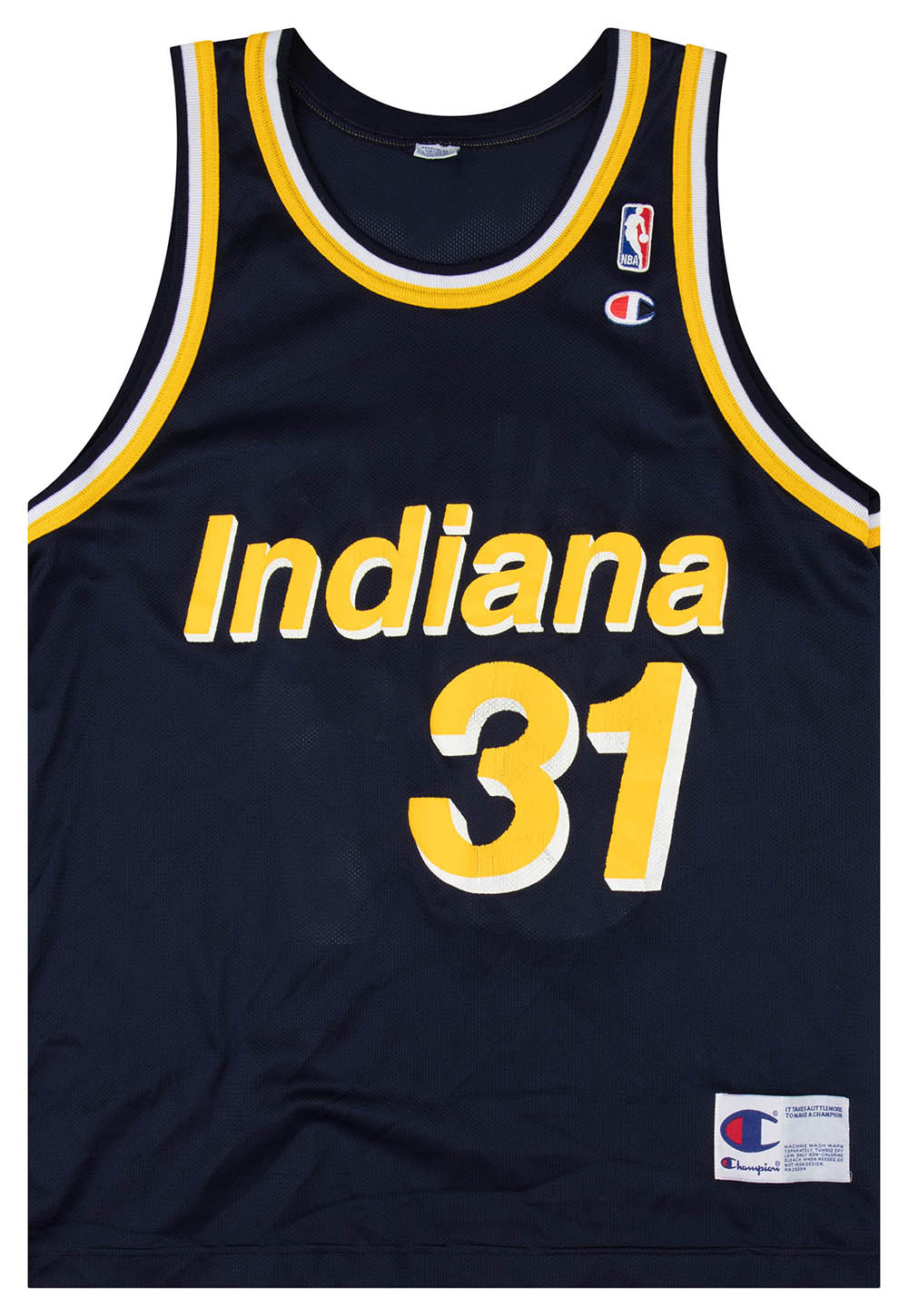 Champion NBA Jersey Indiana Pacers #31 Reggie Miller sz 44 black yellow  davis LE