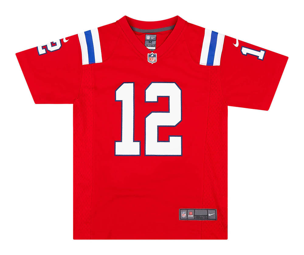 New England Patriots Tom Brady Jersey #12 White Nike On Field Size Youth  Large