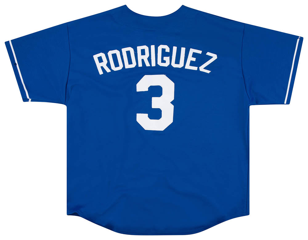 2001-03 TEXAS RANGERS RODRIGUEZ #3 MAJESTIC JERSEY (HOME) Y