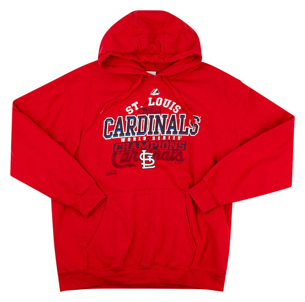 2011 ST. LOUIS CARDINALS WORLD SERIES CHAMPIONS MAJESTIC HOODED SWEAT -  Classic American Sports