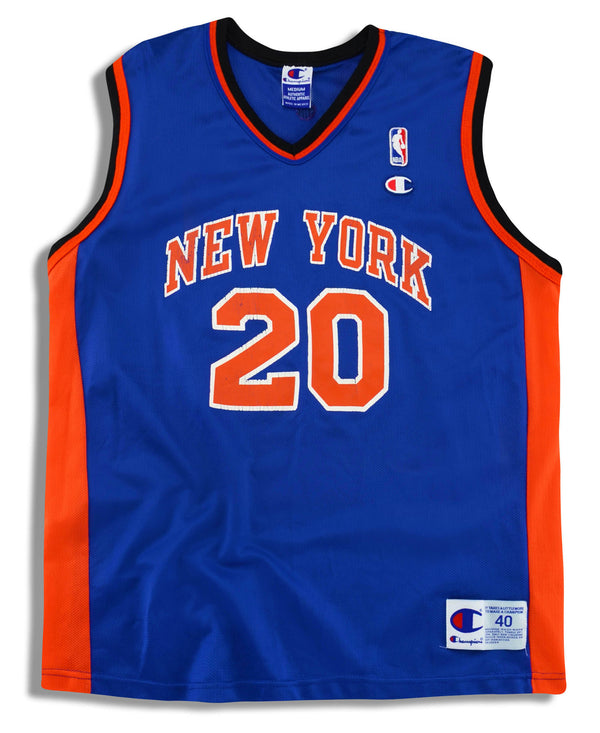 1997-01 NEW YORK KNICKS HOUSTON #20 CHAMPION JERSEY (AWAY) M - Classic  American Sports