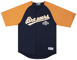 RETRO-YOUTH-S MILWAUKEE BREWERS MAJESTIC MLB AUTHENTIC LICENSE BASEBALL  JERSEY