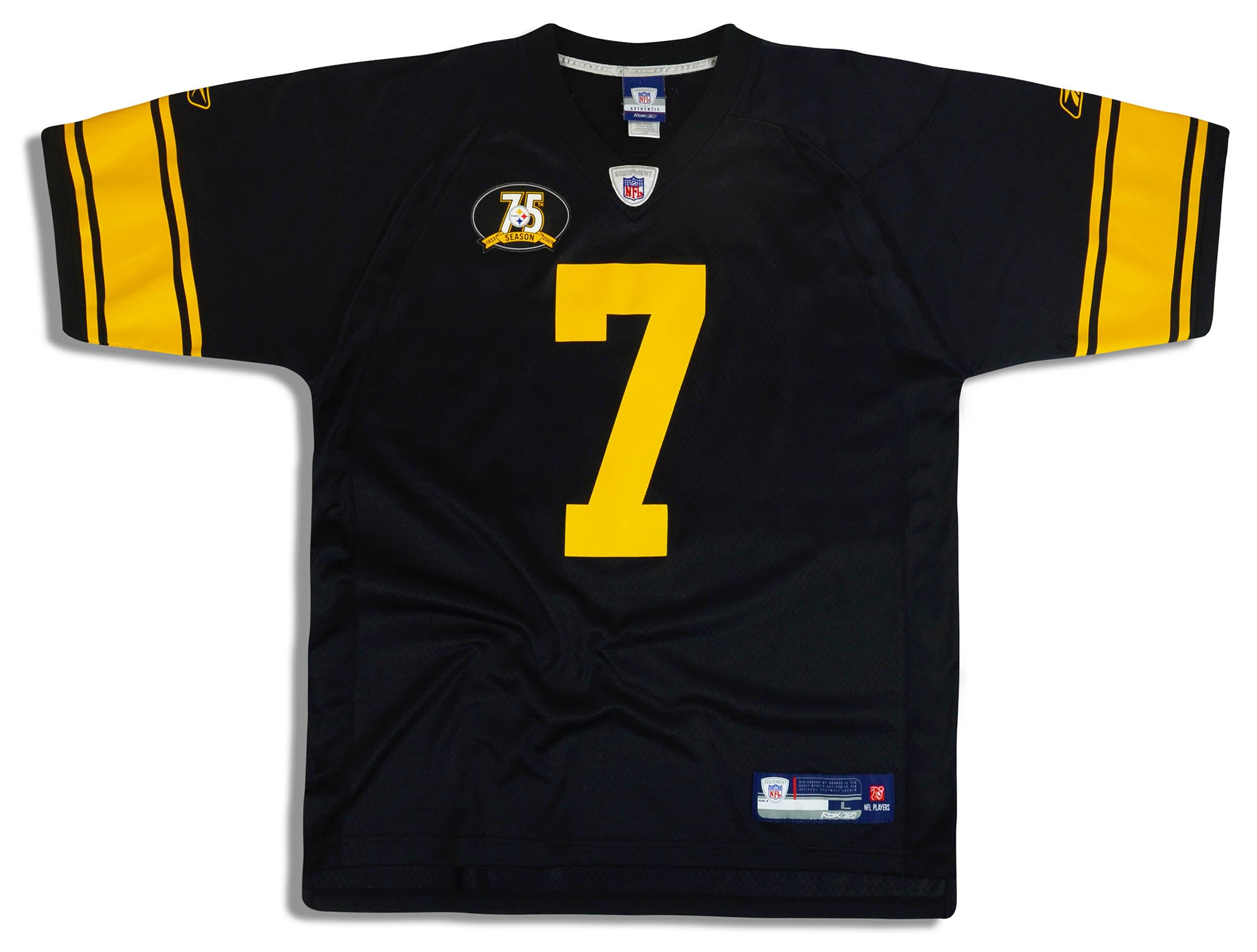 Reebok NFL Football Pittsburgh Steelers Black Gold #7 Ben Roethlisberger Player Jersey (YS)