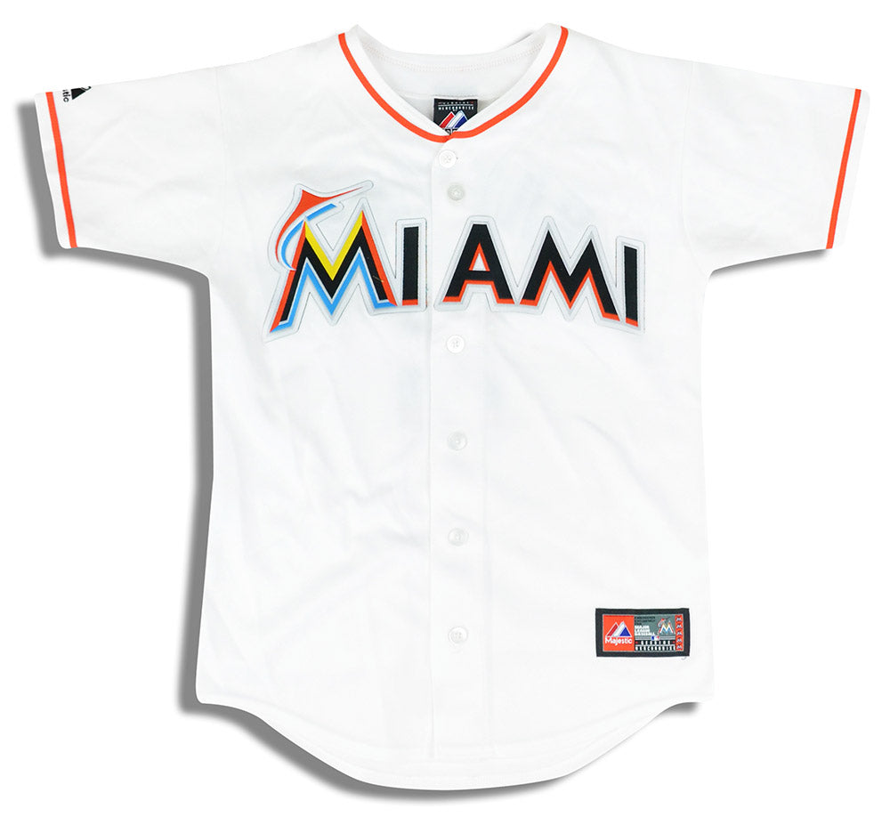 Youth Miami Marlins Majestic White Home Official Team Jersey