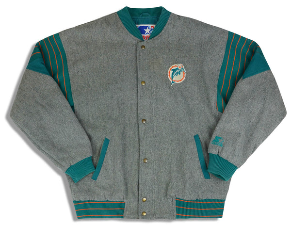 Vintage 90s Starter Miami Dolphins Wool Leather Letterman Varsity Bomber  Jacket