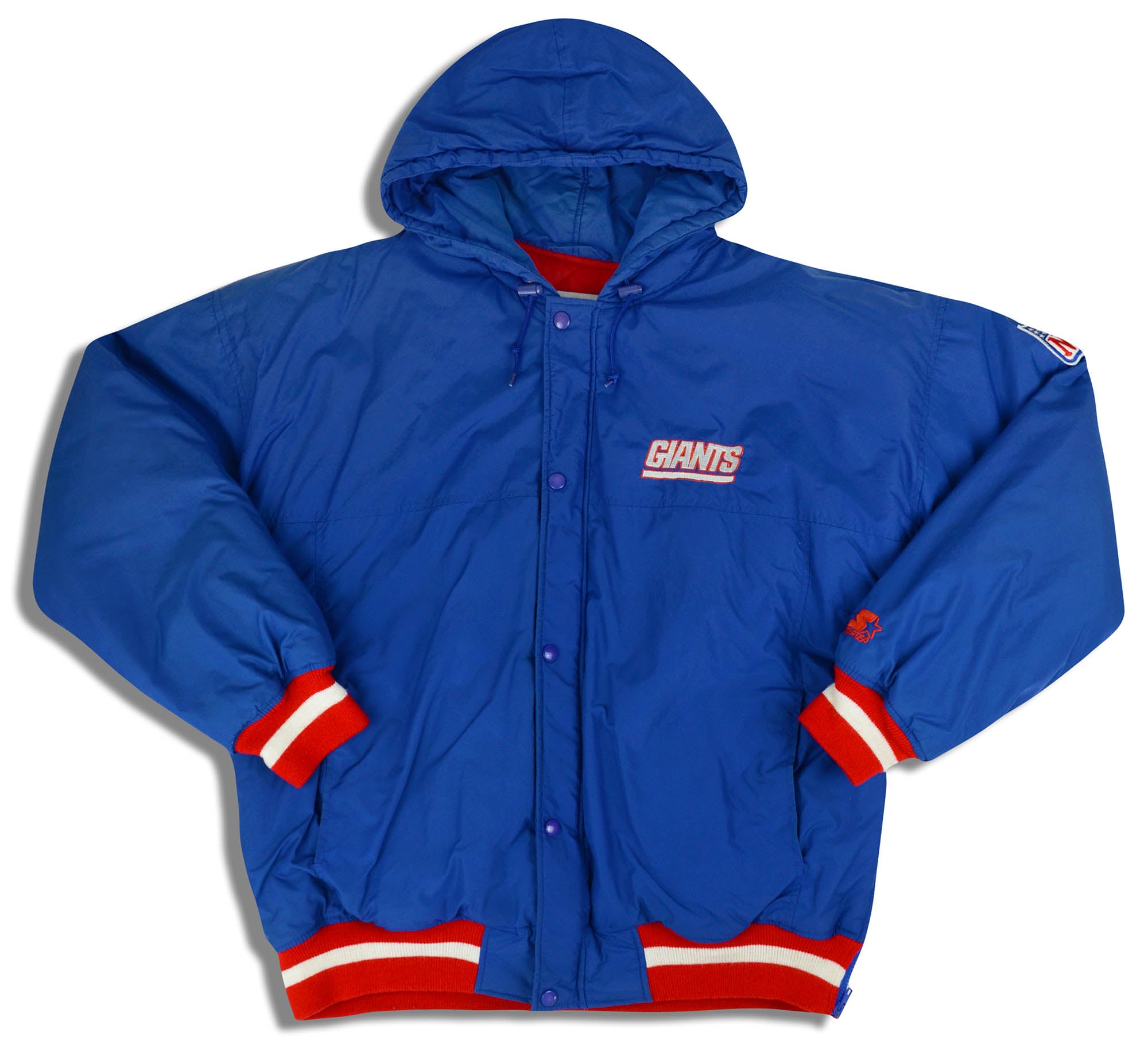1990's NEW YORK GIANTS STARTER HOODED RAIN COAT L - Classic American Sports